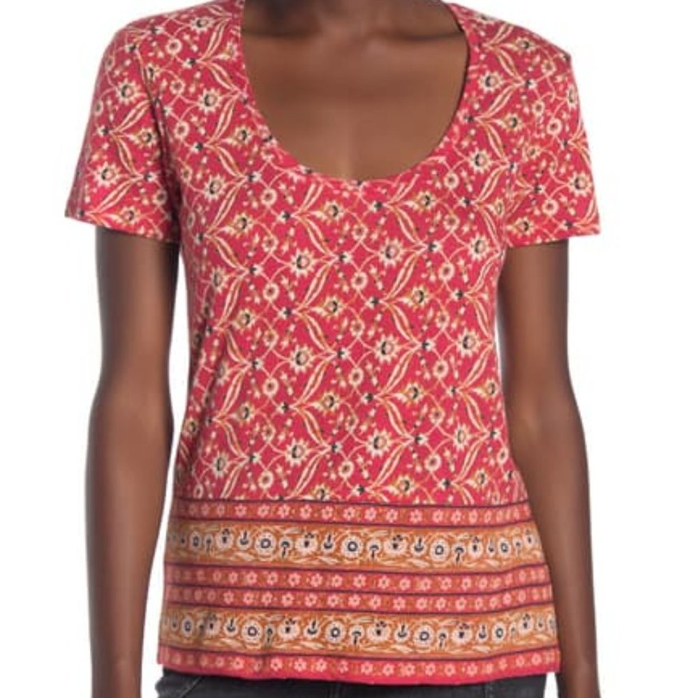 Lucky Brand Scoop Neck Floral Print Tee Shirt- L